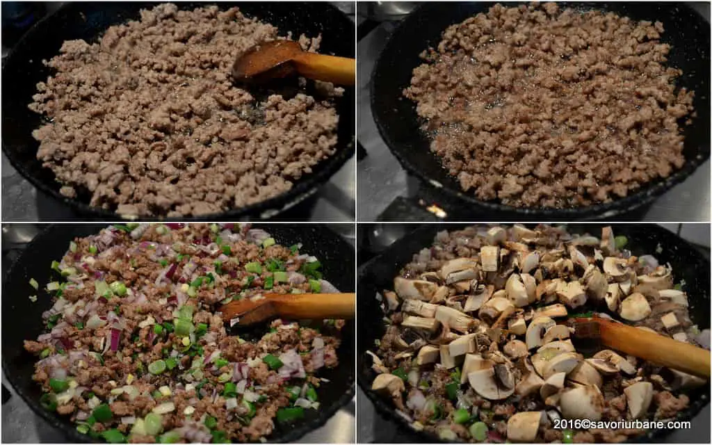 preparare budinca de orez cu carne si ciuperci (1)