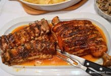 Friptura de purcel la cuptor cu cartofi gratin dauphinois si sote de ciuperci