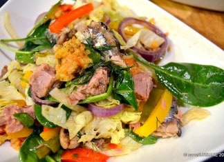 Salata de orez cu peste (ton si sardine din conserva)