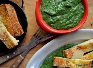 Mancare de spanac cu usturoi si lapte si friganele la cuptor