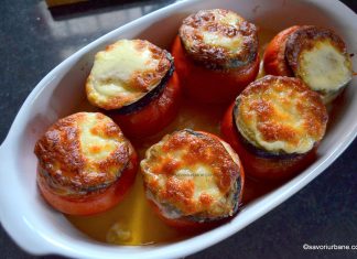 Rosii umplute cu carne tocata si branza – gratinate la cuptor coacere rosii umplute cu carne branza vinete
