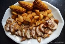 Rulada de pui cu ciuperci si porumb copt