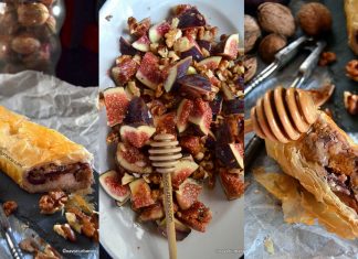 Strudel cu smochine, nuci si branza Strudel cu smochine, nuci si branza de capra miere madeira reteta savori urbane