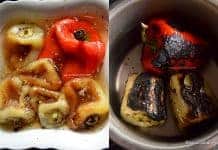 Salata de ardei copti intregi cu vinegreta simpla sau cu usturoi + VIDEO Salata de ardei copti intregi cu vinegreta simpla sau cu usturoi reteta savori urbane