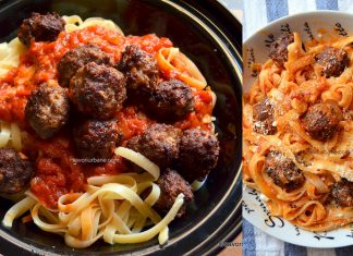 Paste cu sos de rosii si chiftelute – reteta de meatballs pasta Paste cu sos de rosii si chiftelute - reteta de meatballs pasta savori urbane