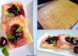 Prajitura insiropata cu gris, iaurt si lamaie – dupa reteta de revani Prajitura insiropata cu gris, iaurt si lamaie - dupa reteta de revani savori urbane