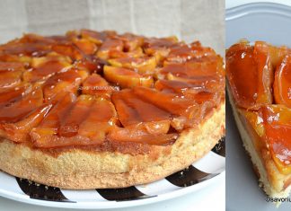 Prajitura rasturnata cu mere si caramel (zahar ars) pe blat pufos Prajitura rasturnata cu mere si caramel (zahar ars) pe blat pufos reteta savori urbane