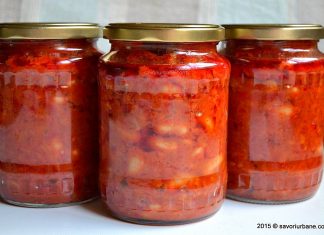 Zacusca de fasole boabe uscata – tocana de legume pentru iarna reteta VIDEO Zacusca de fasole boabe uscata - tocana de legume reteta savori urbane