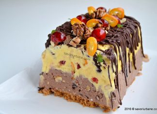 Inghetata casata cu ciocolata, nuca si fructe confiate – reteta de tort de inghetata Inghetata casata cu ciocolata, nuca si fructe confiate - reteta de tort de inghetata savori urbane