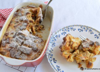 Budinca de cozonac cu stafide si rom reteta simpla