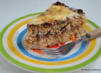 Budinca de orez cu carne si ciuperci