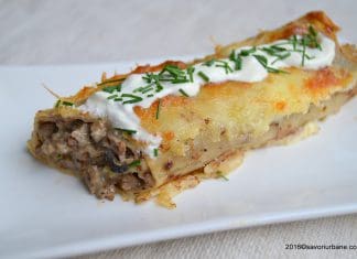 Clatite cu carne si ciuperci la cuptor