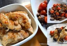 Piept de pui la tigaie gratar cu ciuperci, orez si rosii cherry Piept de pui la tigaie gratar cu ciuperci, orez si rosii cherry reteta savori urbane 2