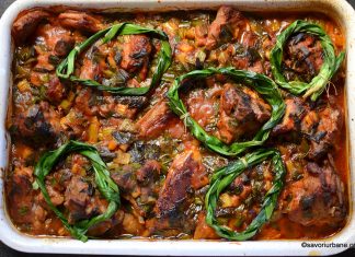 Stufat de miel reteta traditionala la cuptor – cu usturoi verde impletit Stufat de miel reteta traditionala la cuptor - cu usturoi verde impletit savori urbane