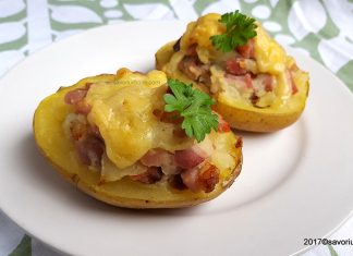 Cartofi copti umpluti cu sunca si cascaval Cartofi copti umpluti cu sunca si cascaval reteta savori urbane