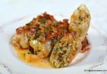 Sarmale de post cu ciuperci si orez in foi de varza acra Sarmale de post cu ciuperci si orez in foi de varza acra reteta savori urbane