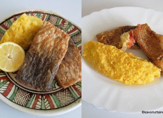 Crap prăjit în mălai sau făină cu mujdei și mămăliguță Crap prăjit în mălai sau făină cu mujdei și mămăliguță reteta savori urbane