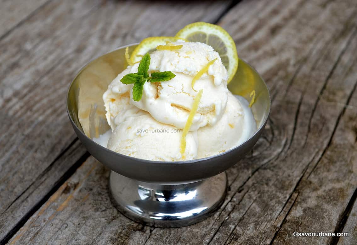 Înghețată de lămâie, cremoasă, cu iaurt și frișcă naturală reteta savori urbane