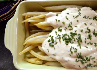 Salata de fasole pastai cu maioneza si usturoi Salata de fasole pastai cu maioneza si usturoi reteta savori urbane