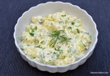 Salată de dovlecei cu maioneză, iaurt și usturoi Salată de dovlecei cu maioneză, iaurt și usturoi reteta savori urbane