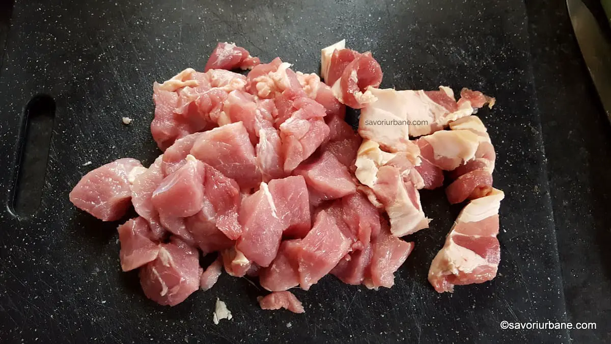 carne de porc taiata cubulete pentru mancare de fasole pastai