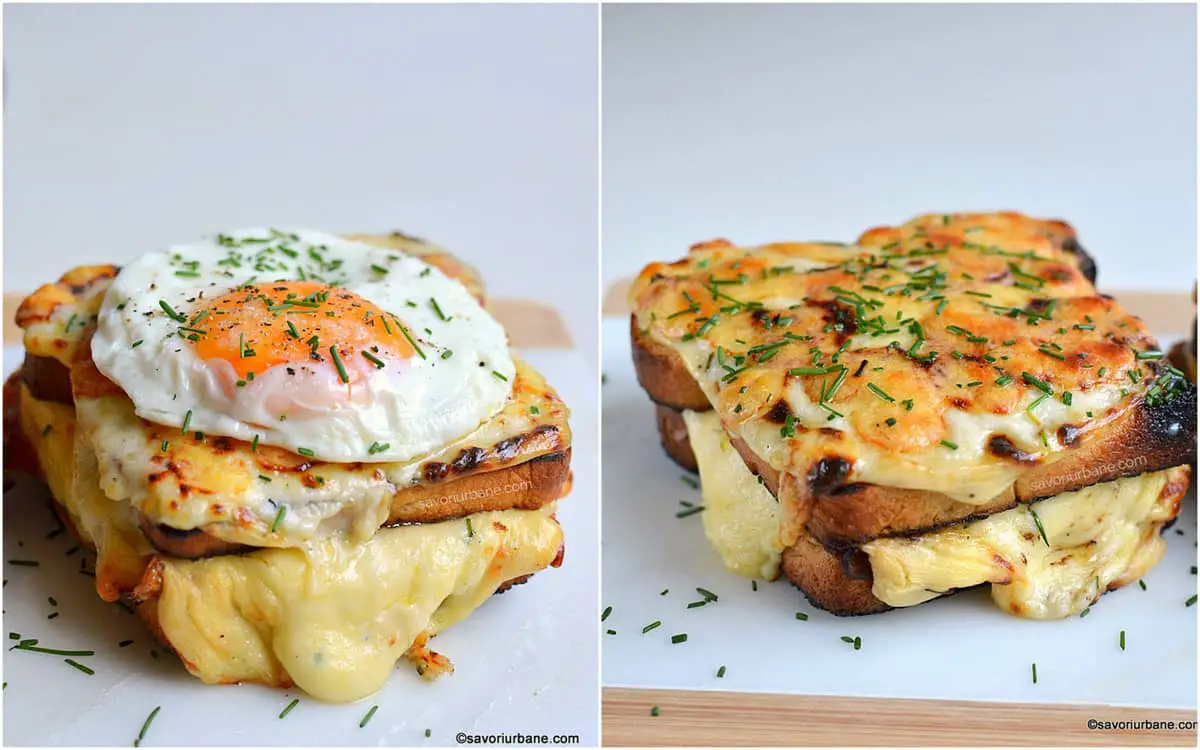 Sandviș cald cu brânză și șuncă - Croque Madame & Croque Monsieur reteta savori urbane