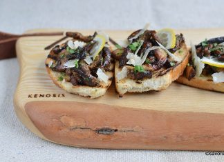 Bruschette cu ciuperci, usturoi și parmezan – aperitiv cu hribi, gălbiori cele mai bune bruschette cu ciuperci de padure usturoi parmezan si lamaie reteta
