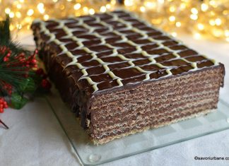 Tort Pischinger sau Karlsbad cu foi de napolitană și ciocolată – fără coacere Tort Pischinger sau Karlsbad cu foi de napolitană și ciocolată - fără coacere reteta savori urbane