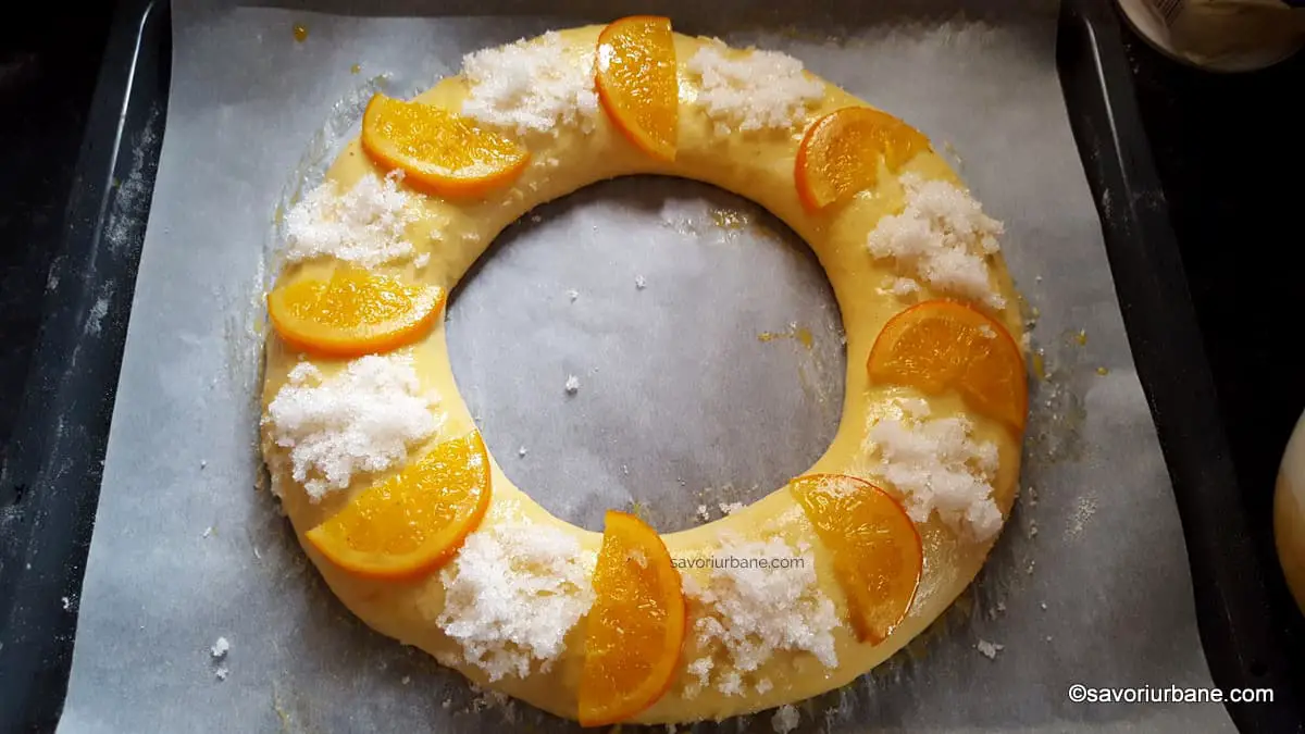 cum se decoreaza roscon cu portocale confiate fructe glasate cirese migdale zahar (1)