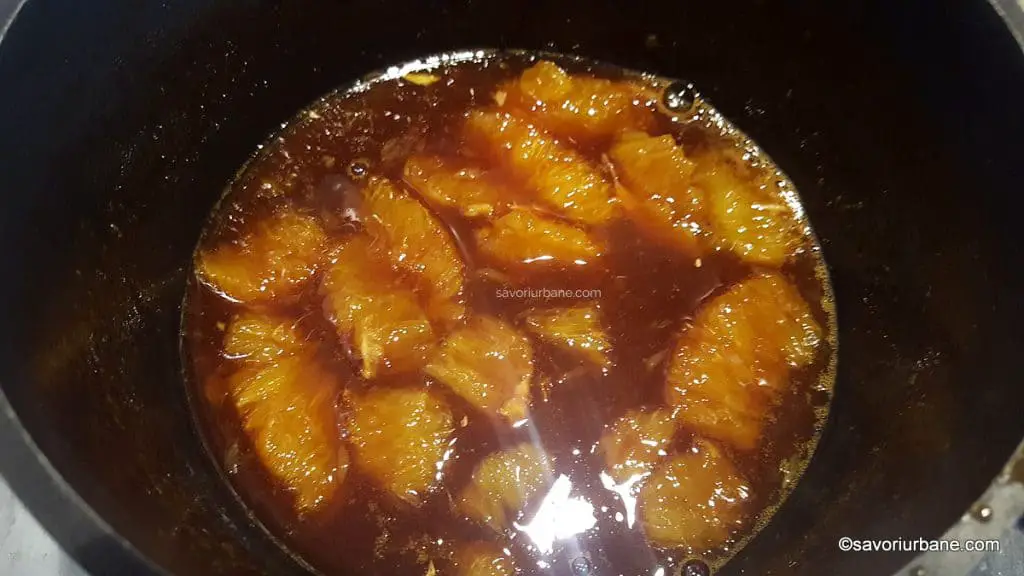 preparare sos caramel cu portocale pentru piept de rata (2)