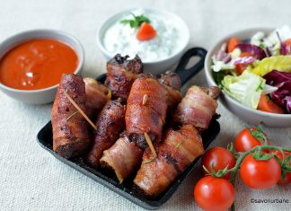 Ficăței în bacon la cuptor – simpli, cu usturoi sau cu sos barbecue ficatei de pui inveliti in bacon la cuptor
