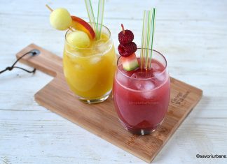 Suc natural din pepene galben cu piersici și din zmeură cu pepene roșu (verde, lubeniță) Suc natural din pepene galben cu piersici și din zmeură cu pepene roșu (verde, lubeniță) reteta savori urbane