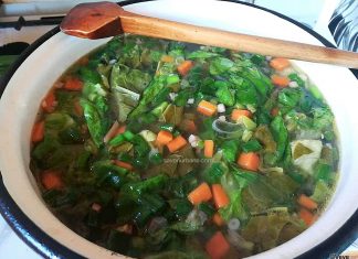 Ciorbă de legume cu verdețuri de primăvară acrită cu măcriș sau borș Ciorbă de legume cu verdețuri de primăvară acrită cu măcriș sau borș reteta savori urbane