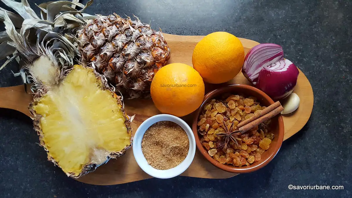 ingrediente chutney de ananas cu portocale stafide scortisoara