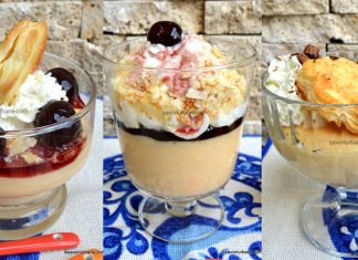 Cremșnit sau cremeș la pahar – rețeta simplă de desert cu cremă de vanilie la cupă cel mai bun cremșnit la pahar sau cremeș la cupa cu frisca dulceata foietaj