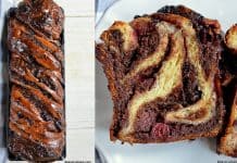 Cozonac însiropat cu vișinată și umplut cu nucă, vișine, ciocolată cozonac insiropat cu visinata lichior vinars ciocolata nuca visine