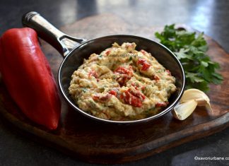 Salată de vinete fără ulei cu ardei copt și usturoi – rețeta dietetică Salată de vinete fără ulei cu ardei copt și usturoi - rețeta dietetică savori urbane
