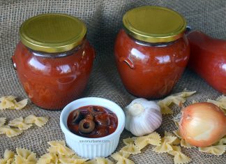 Sos de paste cu măsline și roșii – sos sicilian la borcan, pentru iarnă Sos de paste cu măsline și roșii - la borcan, pentru iarnă reteta savori urbane