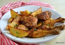 Pulpe de pui cu cartofi wedges la air fryer sau la friteuză fără ulei Pulpe de pui cu cartofi wedges la air fryer sau friteuză fără ulei reteta savori urbane