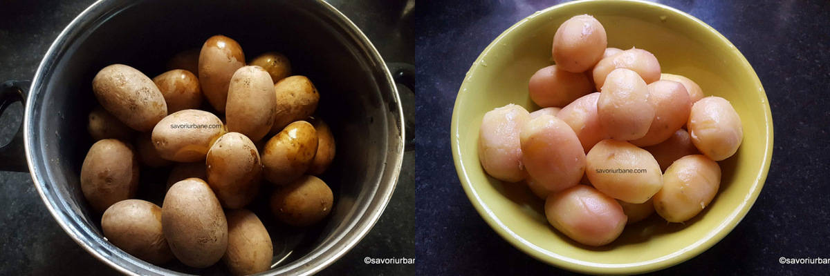 cartofi fierti in coaja si decojiti