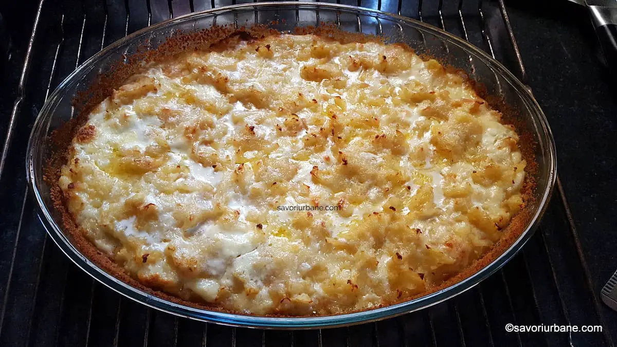 coacere cartofi gratinati cu branza telemea mozzarella cascaval burduf la cuptor