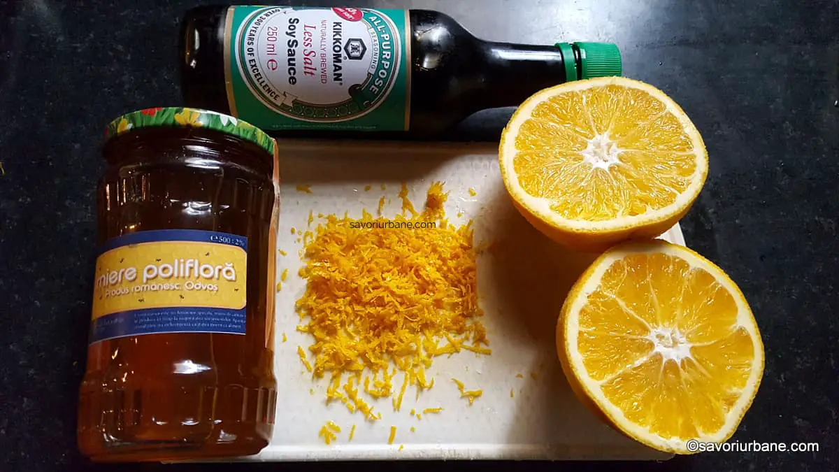 ingrediente glazura asiatica cu miere portocale si soy sauce pentru spare ribs coaste scaricica