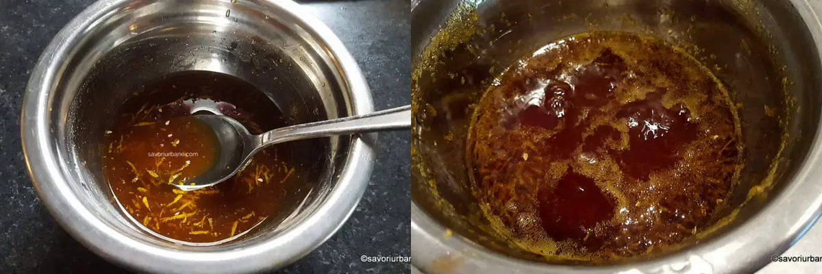 preparare glazura lipicioasa cu miere portocale si sos de soia pentru coaste