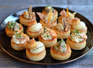 Vol au vent umplute în 5 variante. Foietaj cu ciuperci, cu sos de cașcaval, cu somon afumat sau cu cremă de brânză Vol au vent umplute cu ciuperci, cu sos de cașcaval, cu somon afumat sau cu cremă de brânză savori urbane