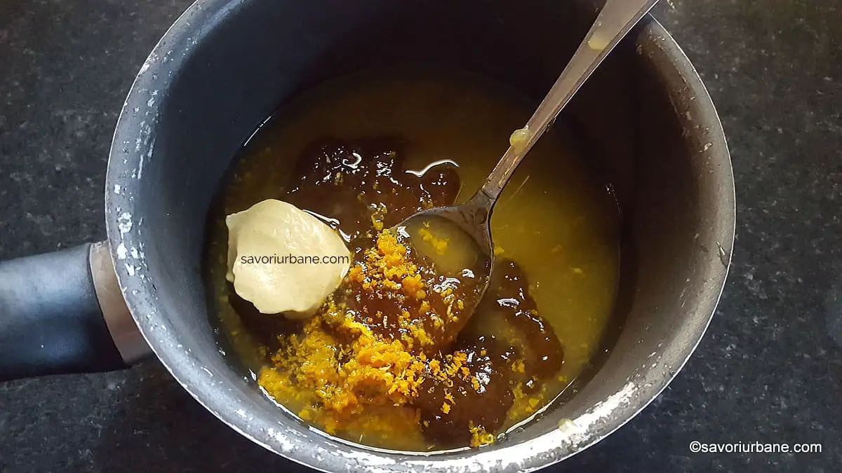 preparare glazura portocale cu mustar pentru ciolan sunca de craciun