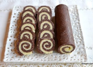 Ruladă de ciocolată de casă cu nucă de cocos – rețeta de baton umplut Ruladă de ciocolată de casă cu nucă de cocos - rețeta de baton umplut savori urbane