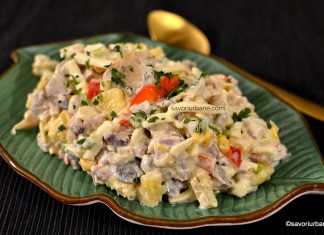 Salată Hawaii cu șuncă sau pui, ananas, cașcaval și dressing cremos – rețeta dietetică Salata Hawaii cu șuncă sau pui, ananas, cașcaval și dressing cremos - rețeta dietetică savori urbane