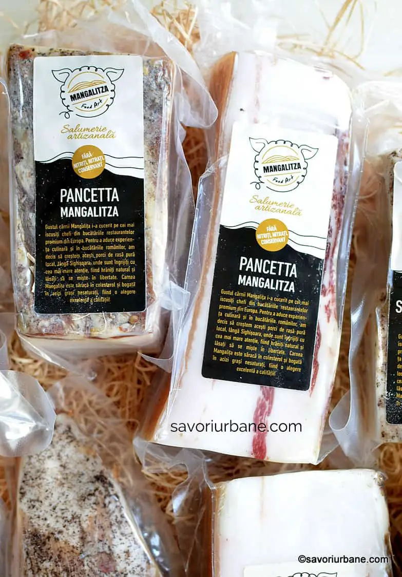 ce este pancetta de mangalita slanina de porc de pe burta mezel natural italian produs in romania