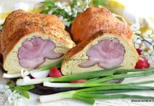 Ciolan afumat copt în aluat de pâine cu cartofi – rețeta de șuncă de Paște la cuptor