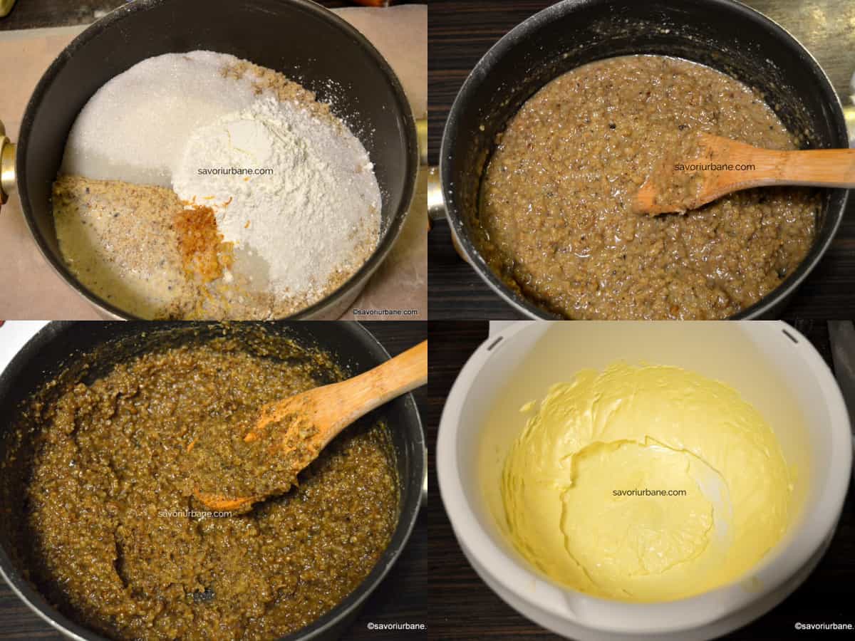preparare crema de nuca oparita cu lapte unt migdale amaretto